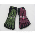 YS-65 Color Custom 2015 Hot Sale FiveToe Anti-slip Ankle Yoga Socks/Cotton Five Toe Yoga Socks Custom Emboridery LOGO